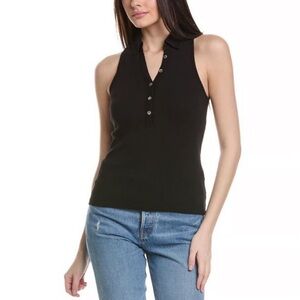 Michael Stars Norah Black Sleeveless Polo Top New!